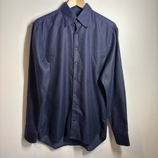 Stenstroms Mens Fitted Body Twofold Super Cotton Shirt Long Sleeve Blue Size 16