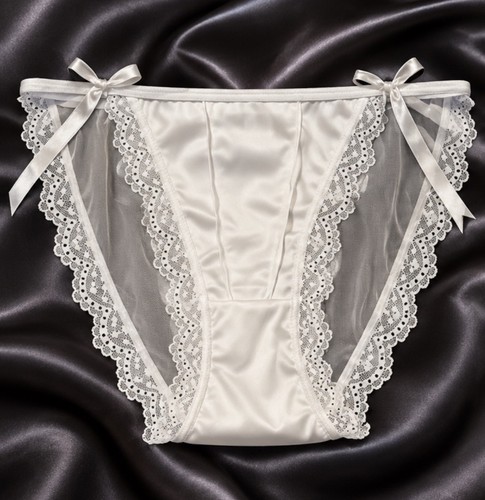 Womens white silky front tanga - white,