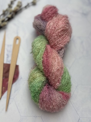 Hand dyed pastel - dyed, mohair