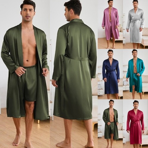 Men long satin pajamas - long,
