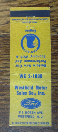 Ford car dealer matchbook - dealer,