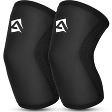 AQF Knee Sleeves Support 5mm/7mm Black Neoprene Compression Gym Braces Pair