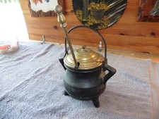 Vintage Antique Cast Iron Brass Fire Starter Cauldron Smudge Pot Wand