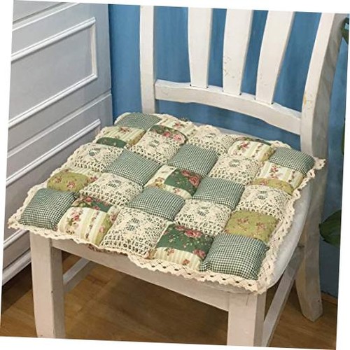 Patchwork chair pad with ties - pad,