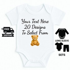 Personalised Baby Grow Bodysuit Heart Custom Name or Message Newborn Gift Outfit