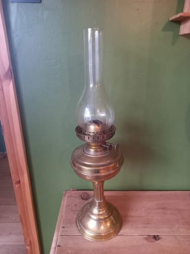 Vintage brass oil lamp - brass,