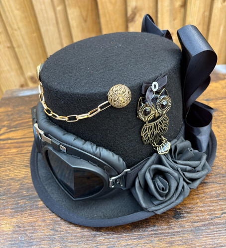 Black top hat steampunk head - black,