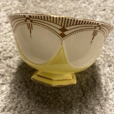 Aynsley England Yellow White and Gold Bone China Open Sugar Bowl Vintage Rare