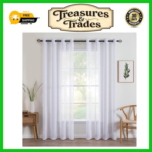 Elegant white voile sheer - voile,