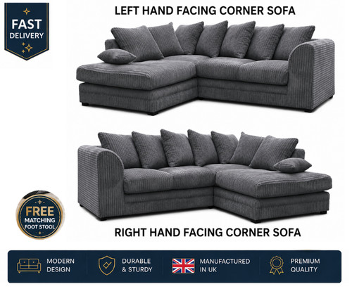 Jumbo cord corner sofa suite - corner,