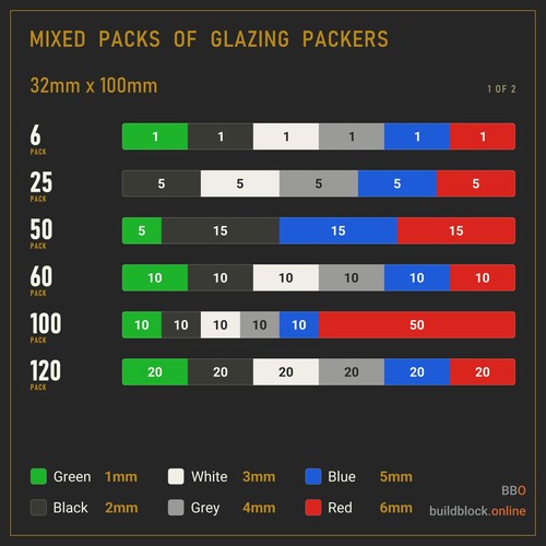 Flat glazing packer 32mm - flat,