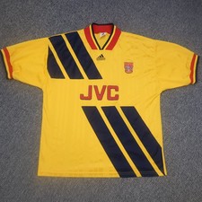Vintage Arsenal Shirt Large Yellow Away Kit 1993 1994 Adidas Soccer Jersey 42/44