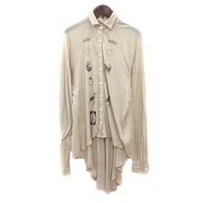 Wildfox Women’s Beige Printed Long Sleeve Shirt S Cotton-Polyester Used