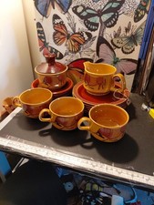 Royal Worcester Palissy “Taurus” milk jug sugar 3x cups 6x plates 4x saucers