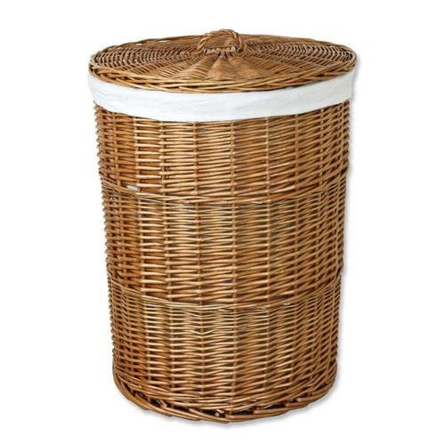 Round natural wicker laundry - round,