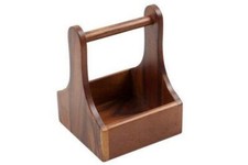 Acacia Wood Condiment Holder 20cm Tabletop Organizer Durable Easy to Carry