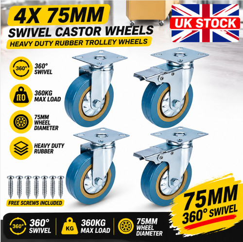 Heavy duty 75mm castor - duty,