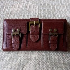 Vintage Mulberry Roxanne Clutch Purse Chestnut Brown Leather 