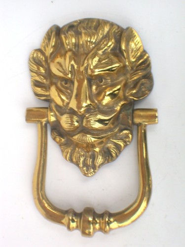 Brass door knocker - knocker, lions