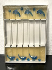 6 Hand Blown Glass Swizzle