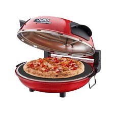 Electric Pizza Oven Maker Stone Plate Portable 30cm 1200W Red Cooks Professional