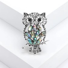 Owl Silver Opal Brooch Elegant