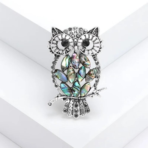 Owl silver opal brooch elegant - owl,