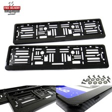 2x Carbon Fibre Hydrographic Euro Car Licence Number Plate Surround Holder Frame