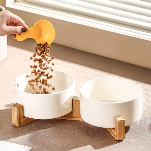 Raised dog cat ceramic bowl - cat,