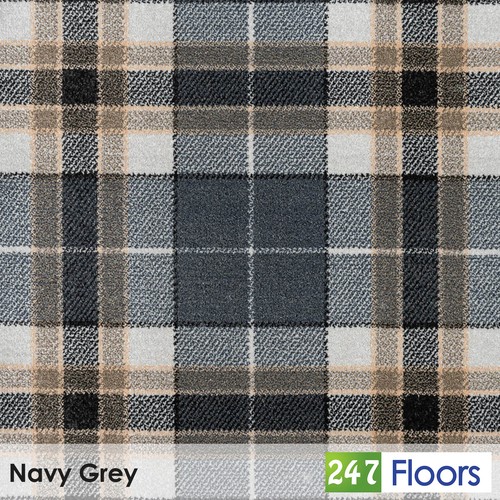 Navy grey midas tartan wilton - grey,