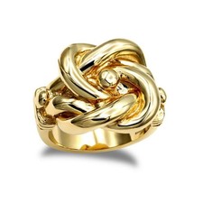 Gold-Plated Silver Jewelco London Square Double Love Knot Ring