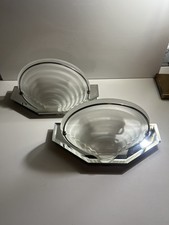 2 x Art deco style pyramid   glass wall sconce light fitting 