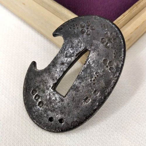 Satsuma iron tsuba cherry - satsuma,
