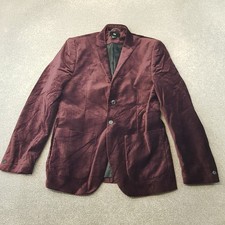 H&M Mens Jacket 44R Burgundy Velvet Tuxedo Smoking Blazer Dinner Cigar Lapels