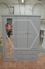 HANDMADE AYLESBURY TRIPLE 2 DRAWER MIRRORED WARDROBE IN GREY (NOT FLATPACKED)