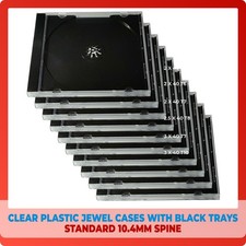 10 Clear Plastic with Black Tray Single DVD or CD Jewel Case Cases 10.4mm Spine