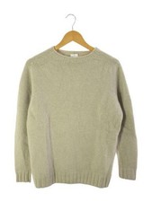 Shetland Isles Alpaca Blend Boat Neck Knit Sweater Beige Size 38