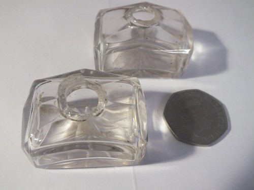 Small old glass inkwells - small,