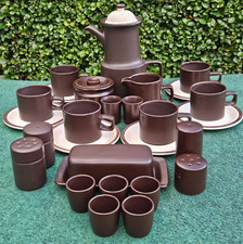 27 Piece retro 70's Doverstone "Heather" Stoneware Tea/coffee & breakfast Set.