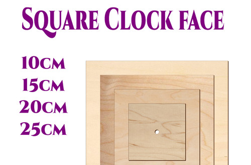 Wooden wall square clock face - wooden,