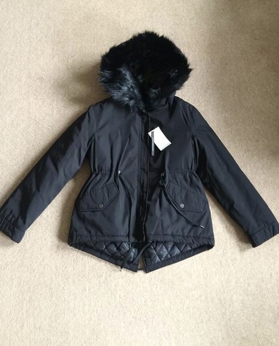 Zara black padded hooded - black,