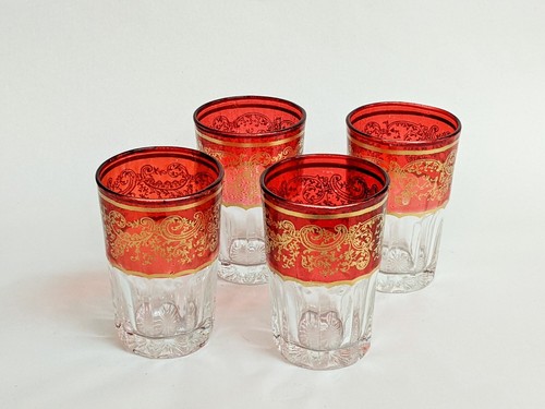 Moroccan tea glasses - glasses, red
