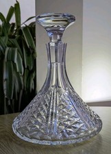 Webb Corbett crystal small ships decanter 8 1/8" hand cut diamonds excellent 