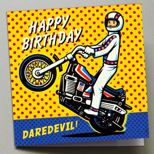 Birthday card evel knievel - card,