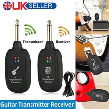 UHF Wireless Guitar System Transmitter & Receiver Rechargeable Battery 50M Range