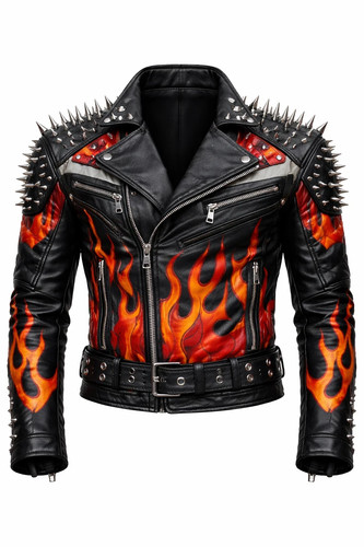 Men studded black leather - studded,