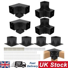 8Pcs Pergola Bracket Kit 4pcs 3-Way & 4pcs Base Corner Bracket Woodworks DIY Kit