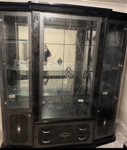 Black glass display cabinet - display,