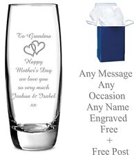 Personalised Engraved Glass Vase Wedding Anniversary Birthday present Nan Gift