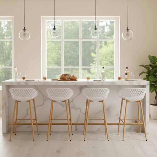 Set white bar stools pp - set,